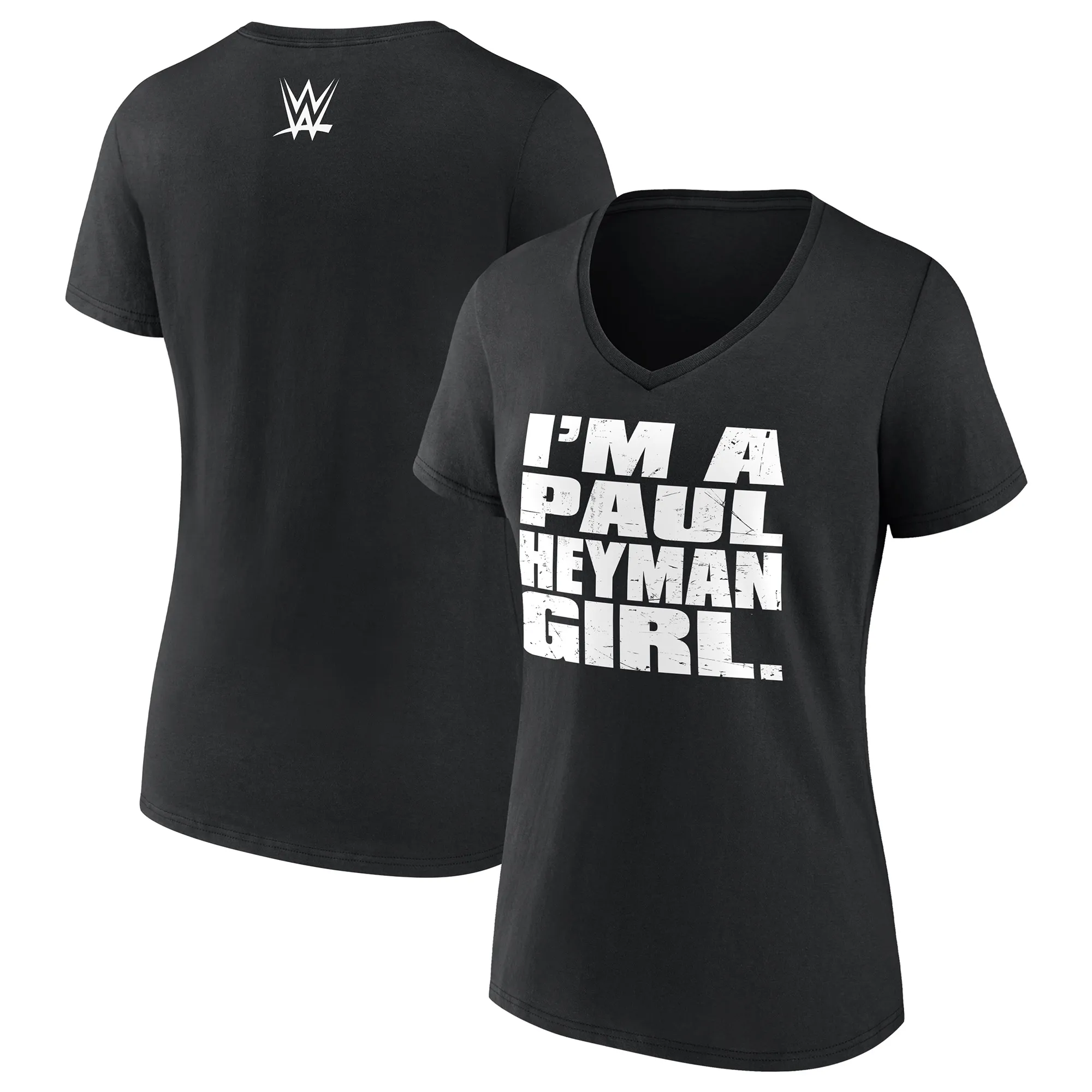 Women's Black Paul Heyman I'm A Paul Heyman Girl V-Neck T-Shirt sold by WWE