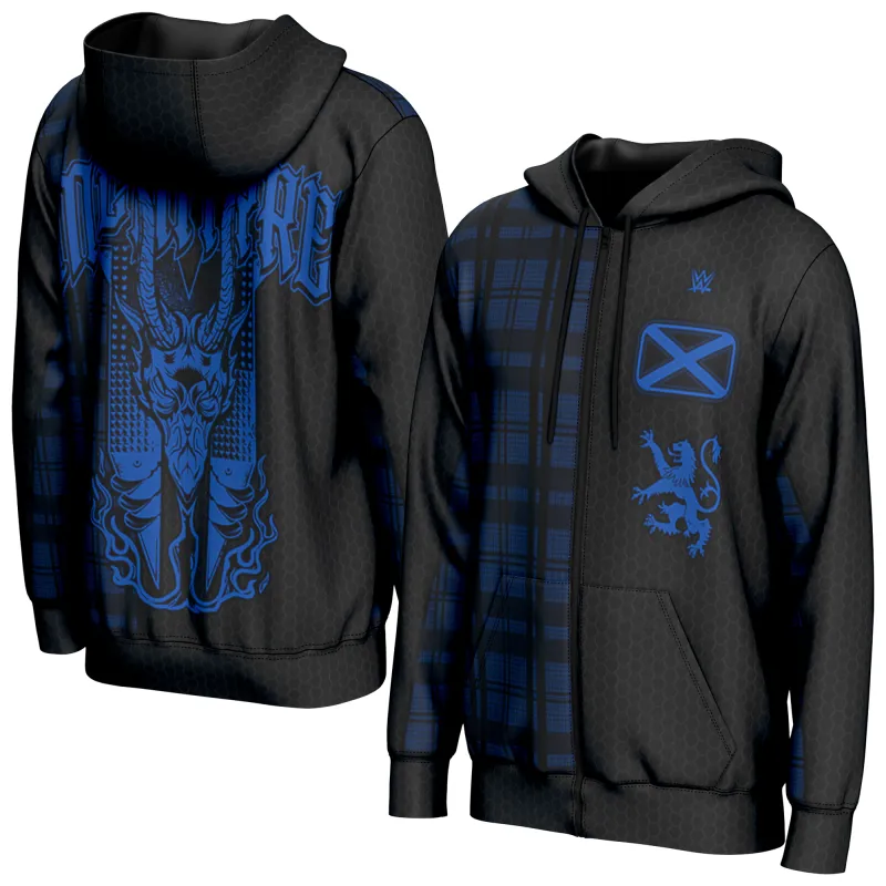 Men's ProSphere Black Drew McIntyre In-Ring Full-Zip Hoodie sold by WWE