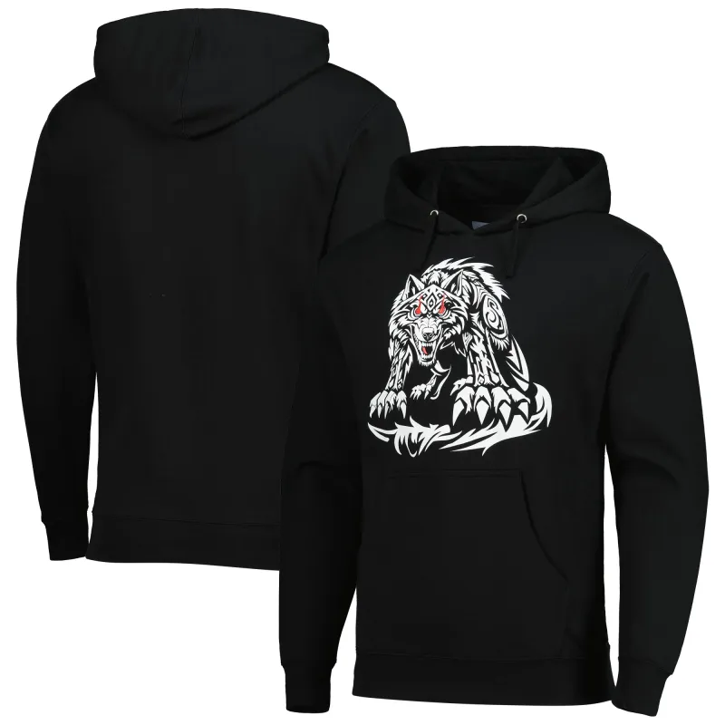 Men's Black Jacob Fatu Tribal Wolf Pullover Hoodie made by WWE