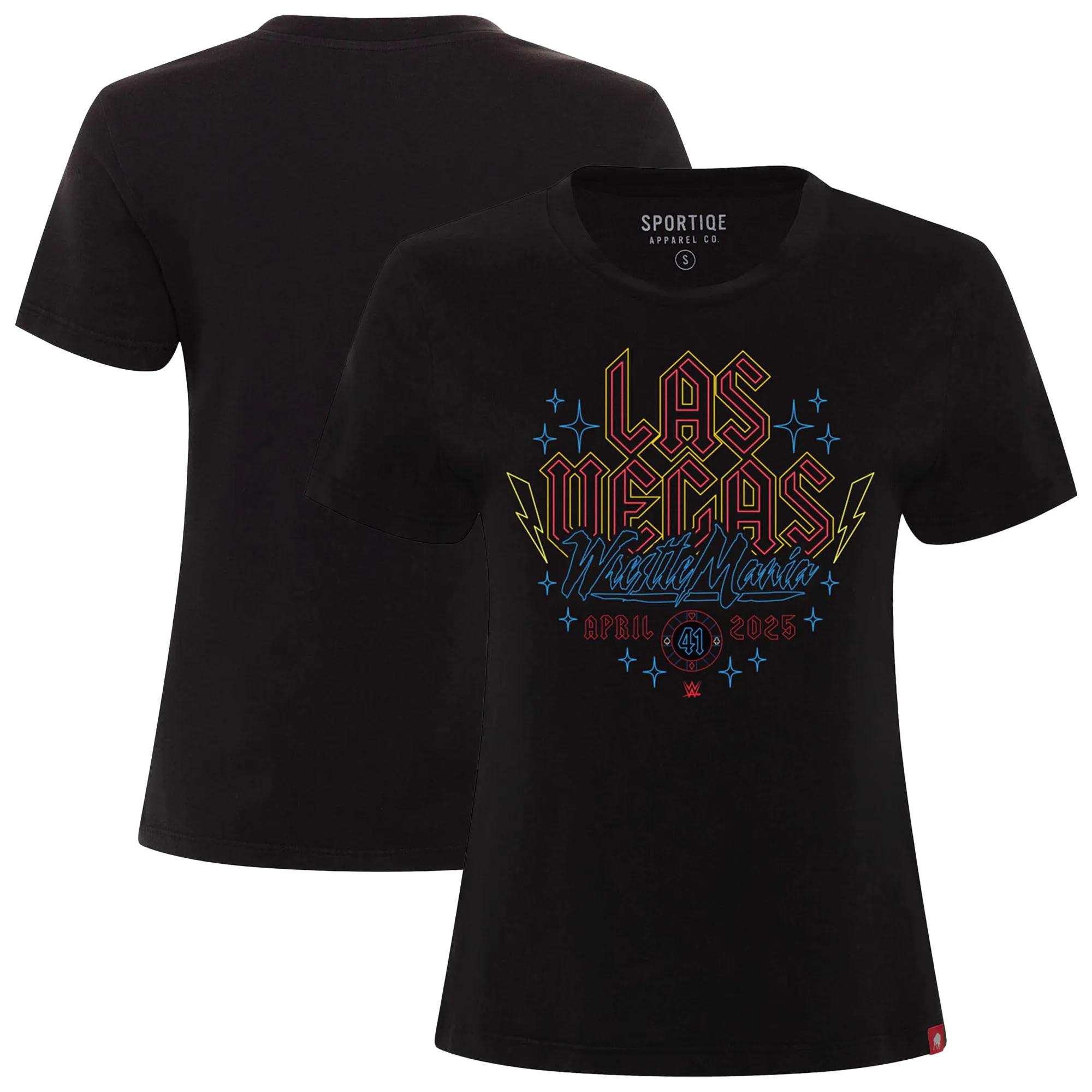 Women's Sportiqe Black WrestleMania 41 Arcadia T-Shirt sold by WWE