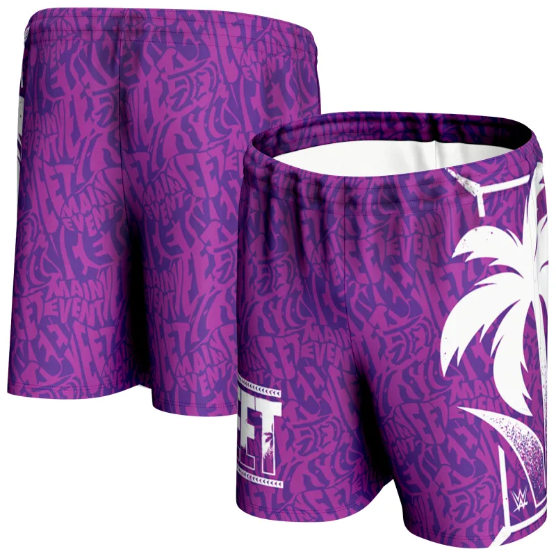 Men's ProSphere Purple Jey Uso Yeet Camo Shorts made by WWE