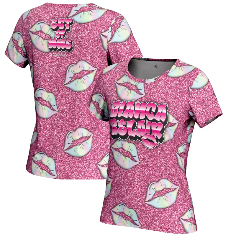 Women's ProSphere Pink Bianca Belair Glitter T-Shirt sold by WWE