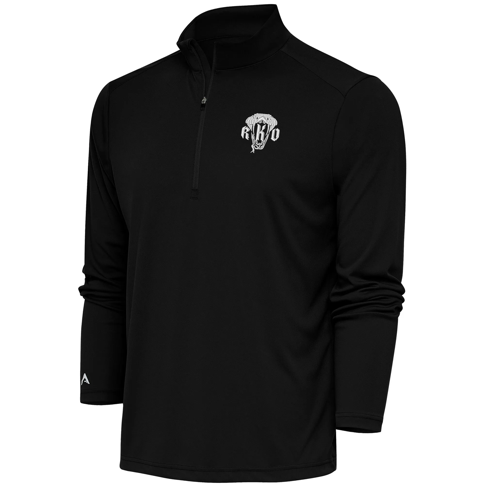 Men's Antigua Black Randy Orton Tribute Quarter-Zip Pullover Top sold by WWE