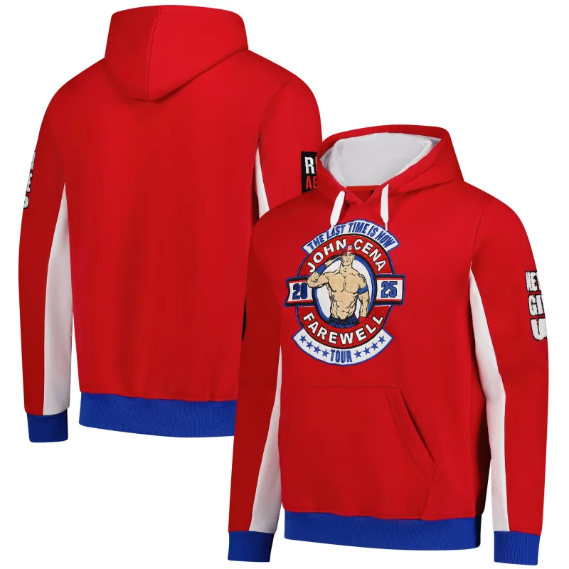 Men's WWE Authentic Red John Cena Farewell Tour Chenille Pullover Hoodie sold by WWE