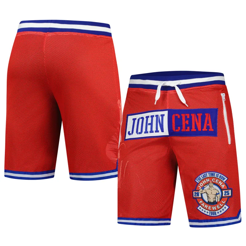 Men's WWE Authentic Red John Cena Farewell Tour Mesh Shorts made by WWE