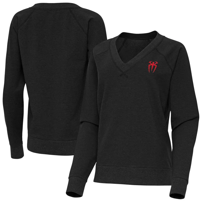 Women's Antigua Heather Black Roman Reigns Varsity Tri-Blend V-Neck Long Sleeve T-Shirt sold by WWE