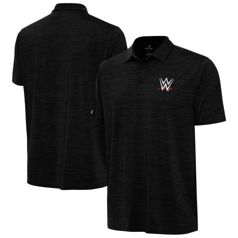 Men's Antigua Heather Black WWE Layout Polo sold by WWE
