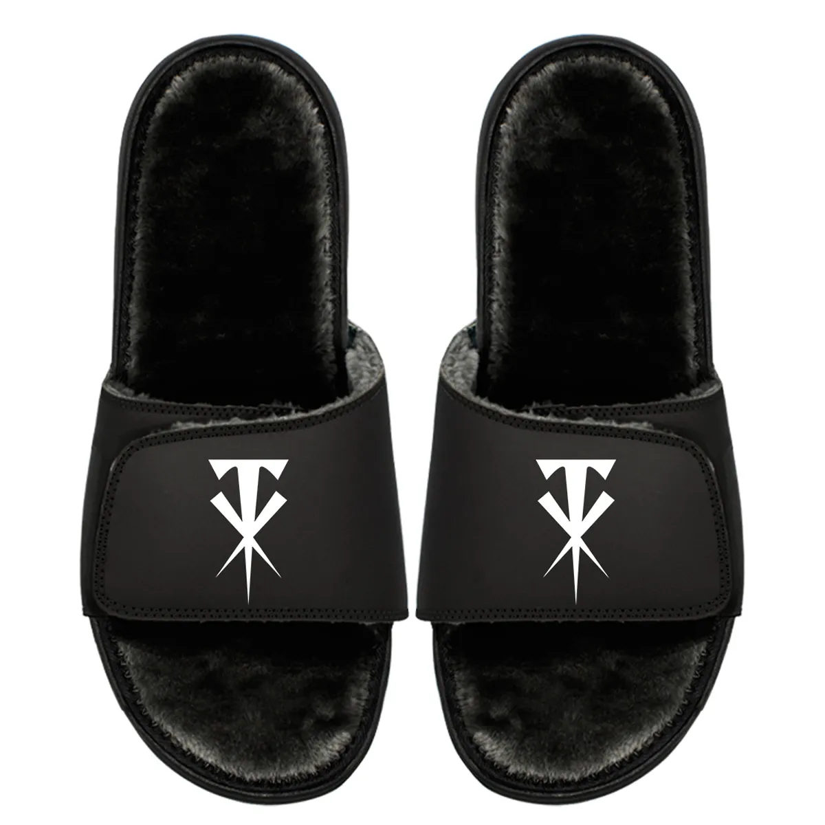 Unisex ISlide Black The Undertaker Fur Wordmark Slide Sandals sold by WWE