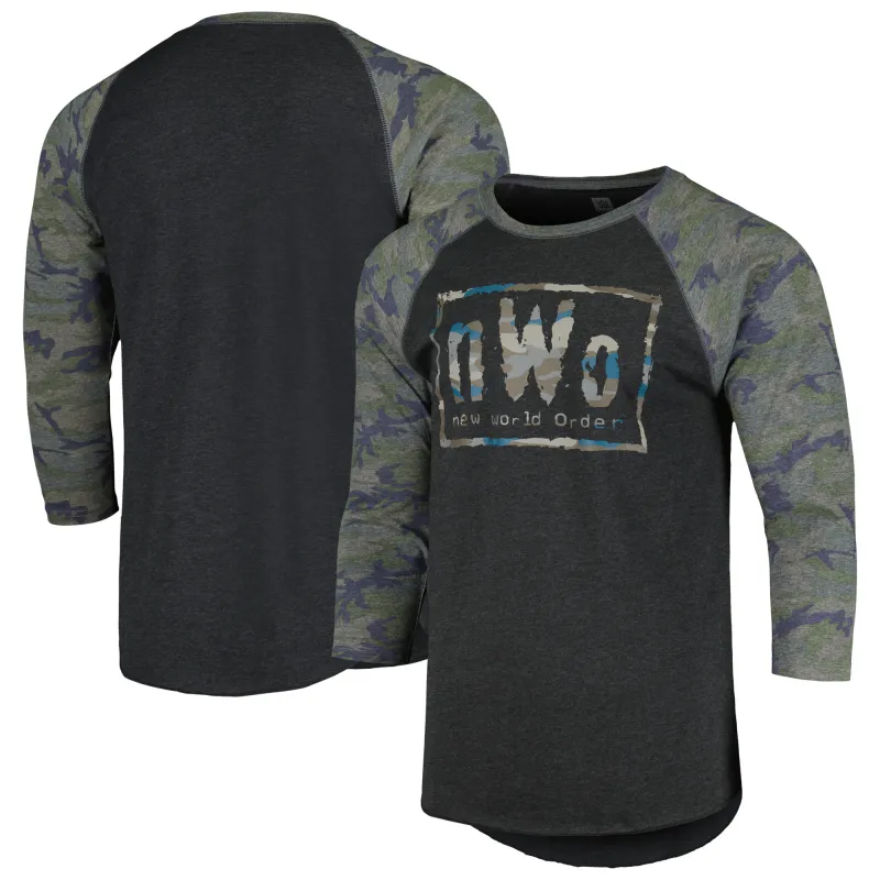 Men's Charcoal nWo Raglan 3/4 Sleeve T-Shirt sold by WWE