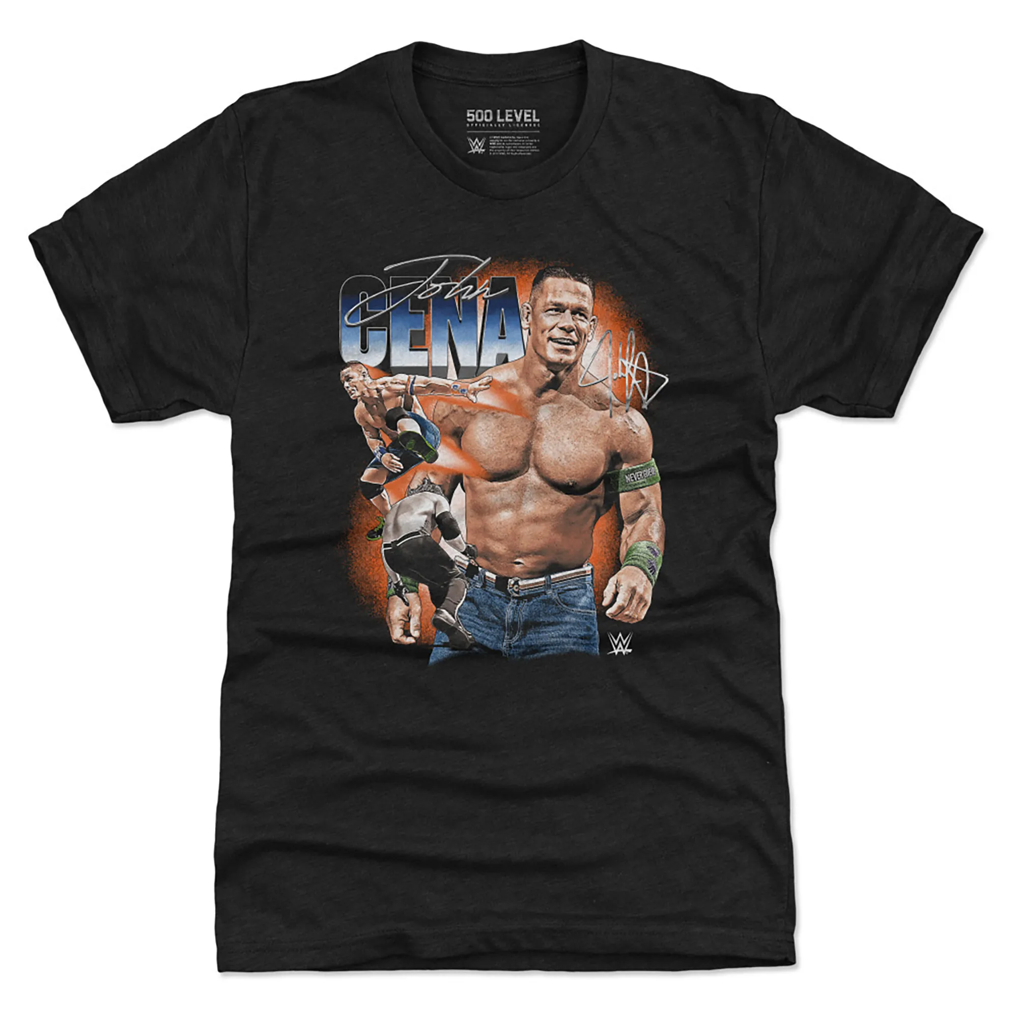 Men's 500 Level Heather Black John Cena Vintage Superstar Tri-Blend T-Shirt sold by WWE