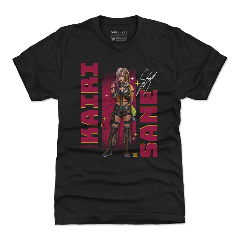 Men's 500 Level  Heather Black Kairi Sane Signature Pose Premium Tri-Blend T-Shirt sold by WWE