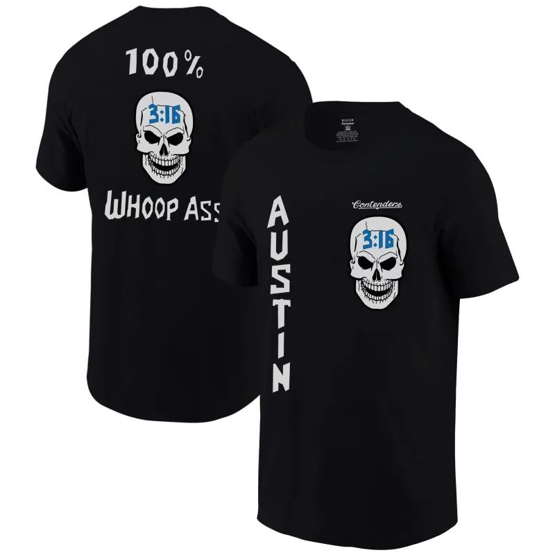 Men's Contenders Clothing Black "Stone Cold" Steve Austin Whoop Ass T-Shirt sold by WWE