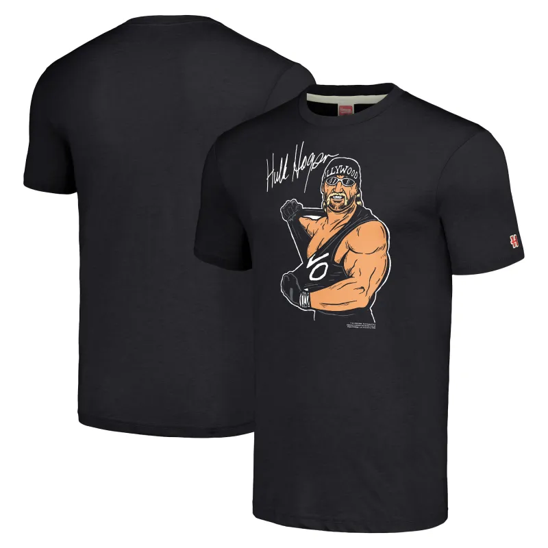 Men's Homage  Black Hulk Hogan Signature T-Shirt sold by WWE