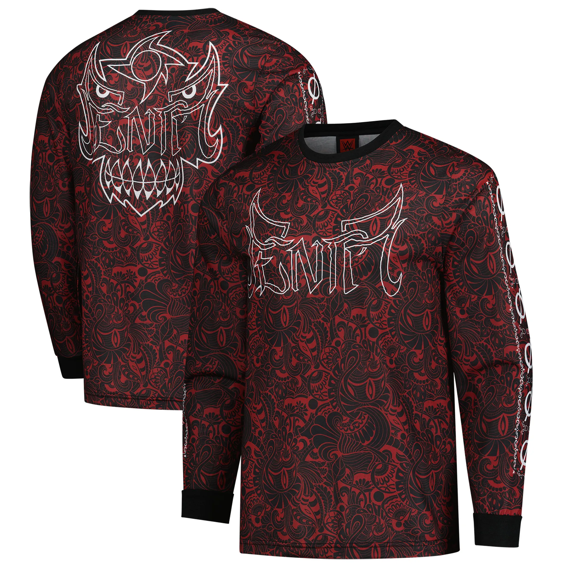 Men's Black/Red Penta Stained Ink Long Sleeve T-Shirt sold by WWE