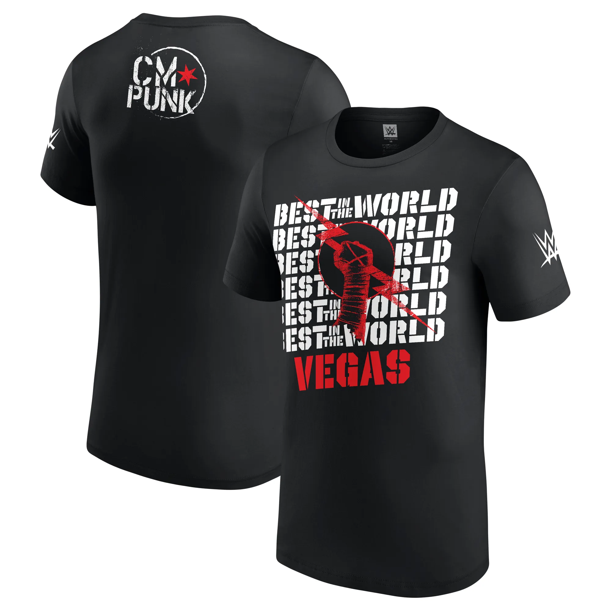 Men's Black CM Punk Best In The World Vegas T-Shirt sold by WWE