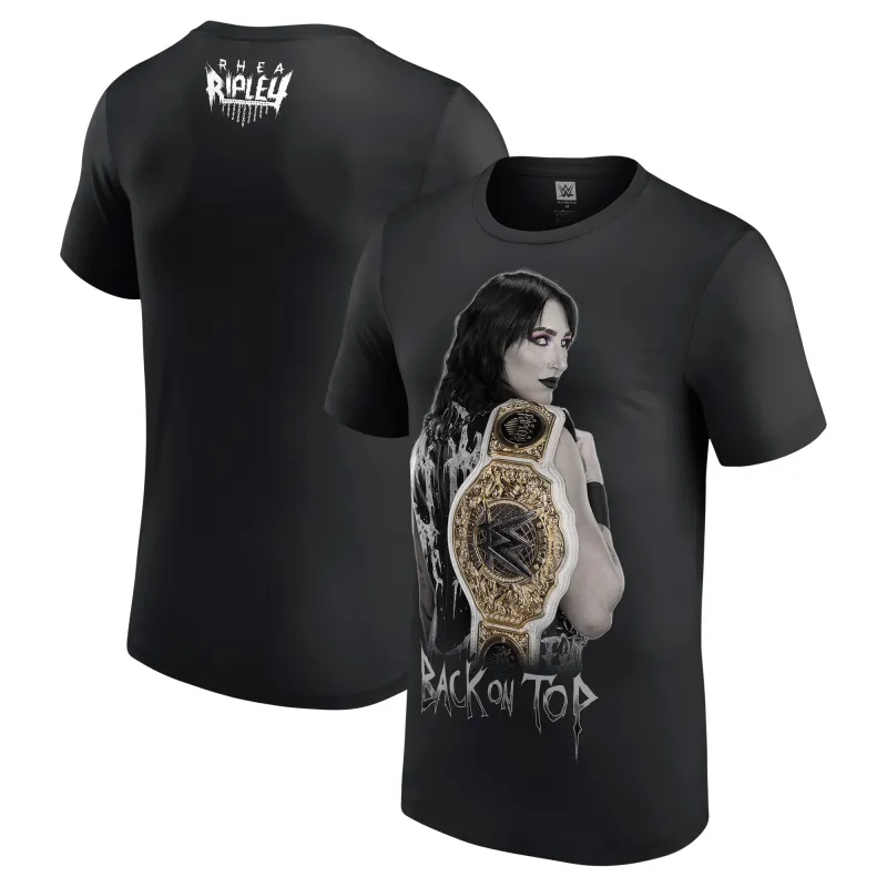 Men's Black Rhea Ripley Back On Top T-Shirt sold by WWE