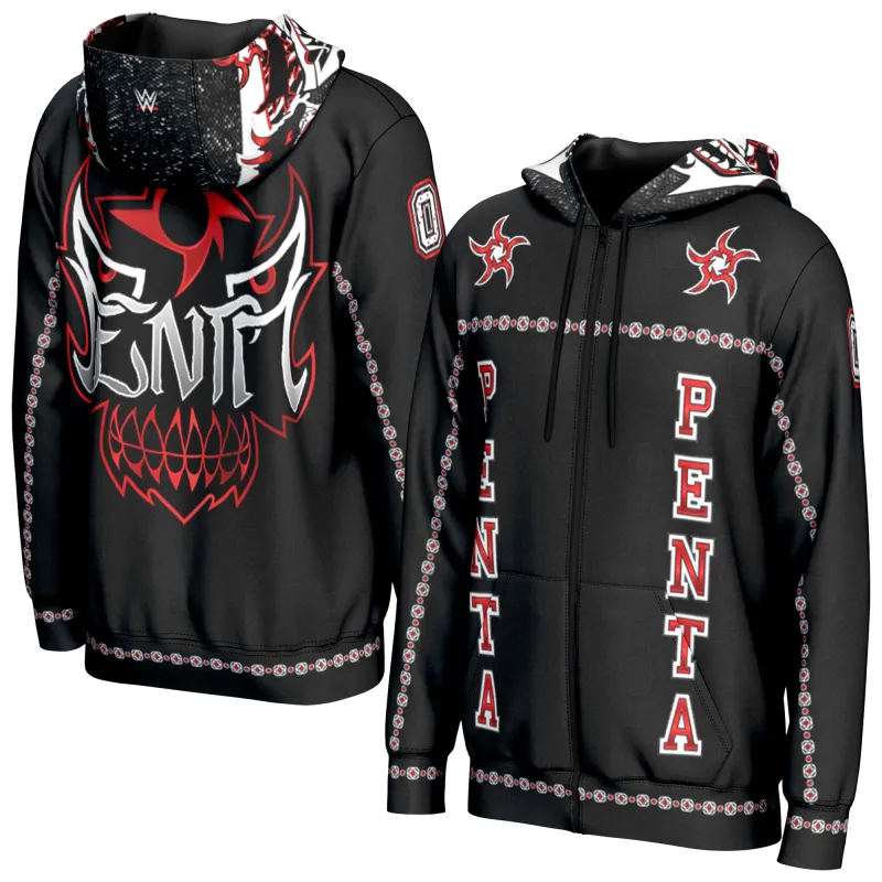 Men's ProSphere Black Penta Mask Full-Zip Hoodie sold by WWE