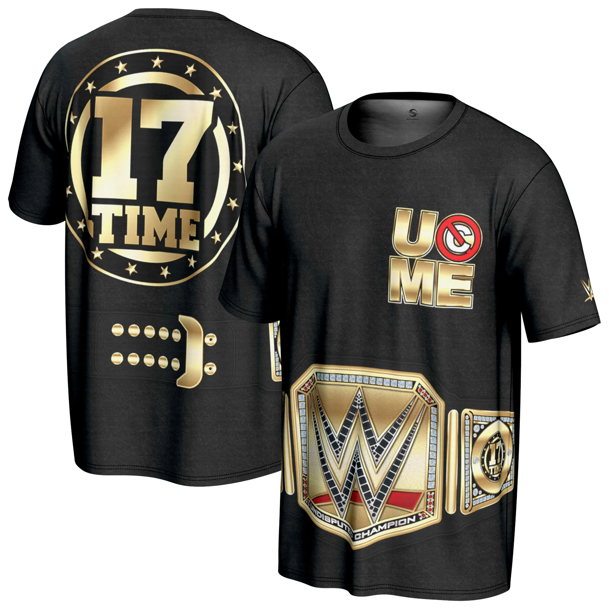 Men's ProSphere Black John Cena 17x Title Belt T-Shirt sold by WWE