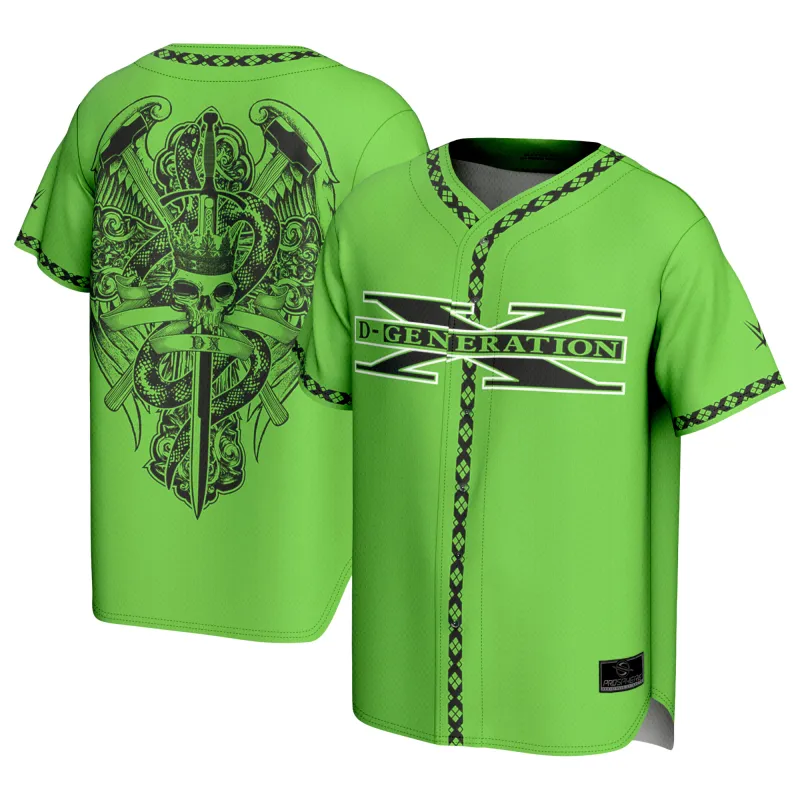 Men's ProSphere Green D-Generation X Baseball Fashion Jersey sold by WWE