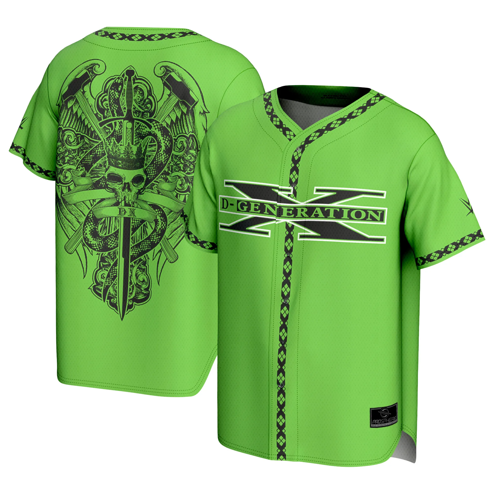 Men's ProSphere Green D-Generation X Baseball Fashion Jersey sold by WWE