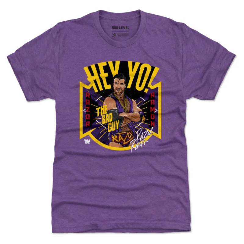 Men's 500 Level Heather Purple Razor Ramon Hey Yo Premium Tri-Blend T-Shirt sold by WWE