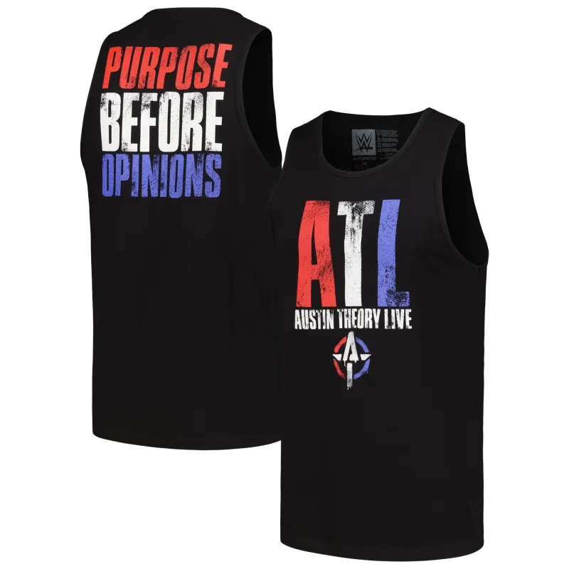 Men's Black Austin Theory Purpose Before Opinions Tank Top sold by WWE