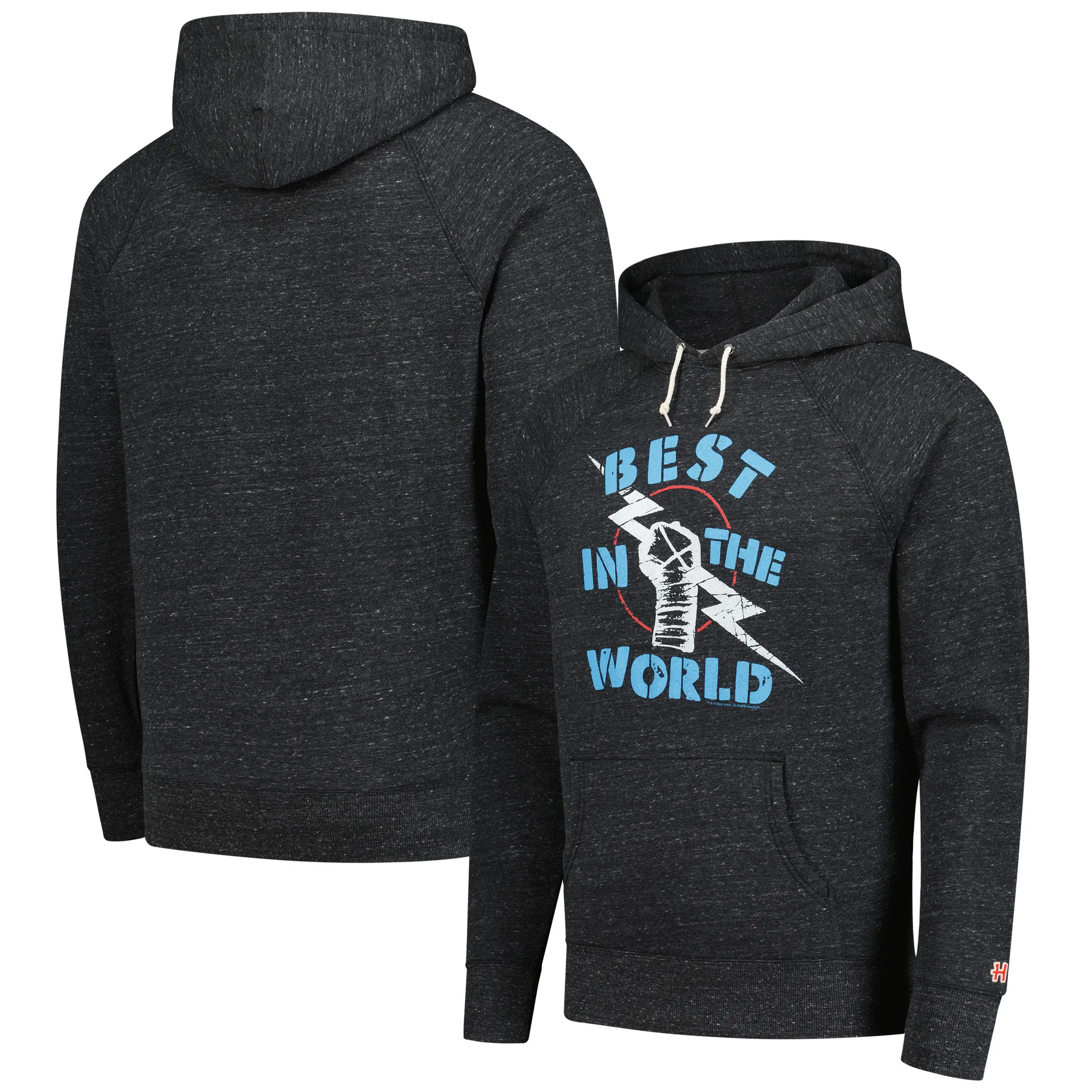 Men's Homage Charcoal CM Punk Best In The World Tri-Blend Raglan Pullover Hoodie sold by WWE