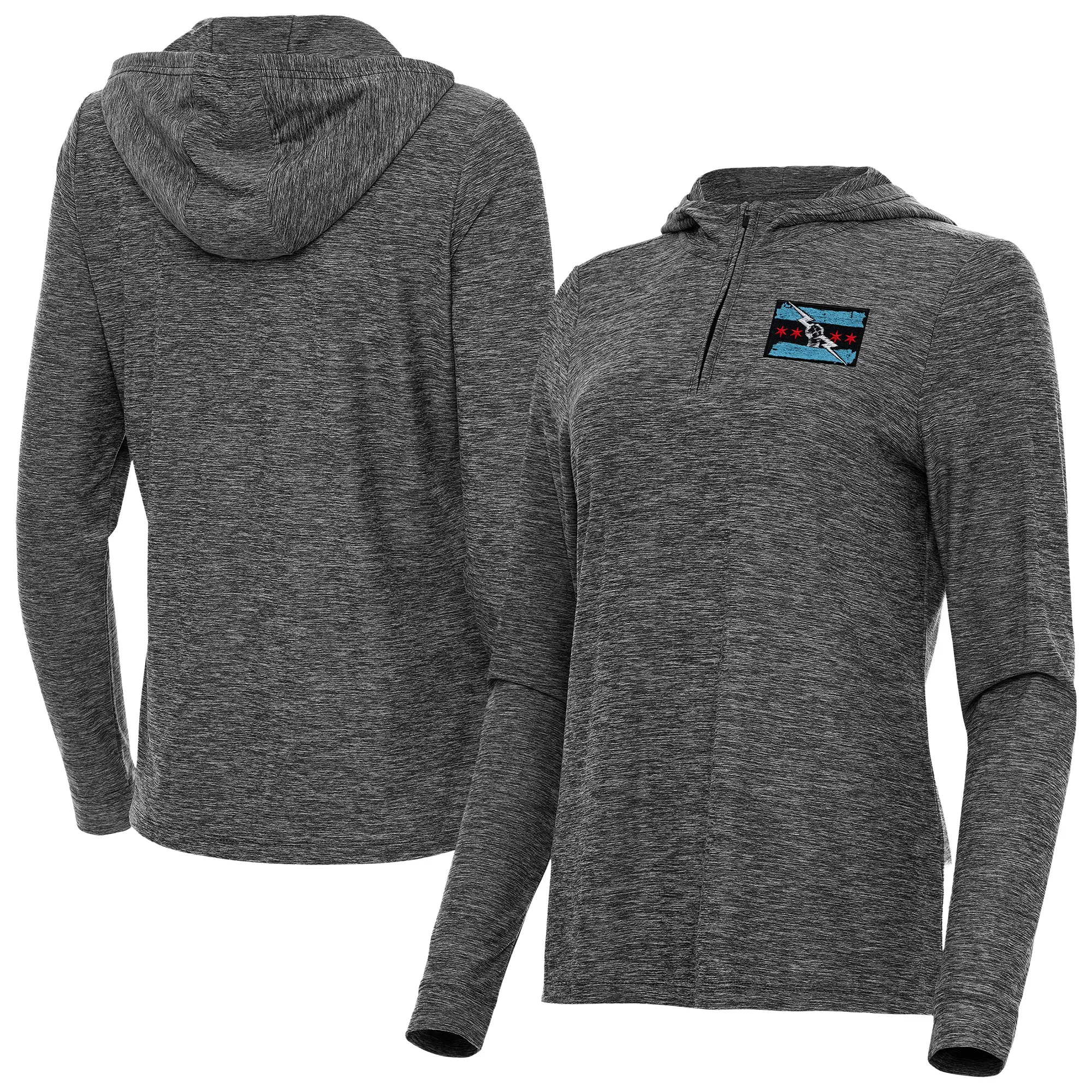 Women's Antigua Heather Black CM Punk Daybreak Quarter-Zip Hoodie sold by WWE