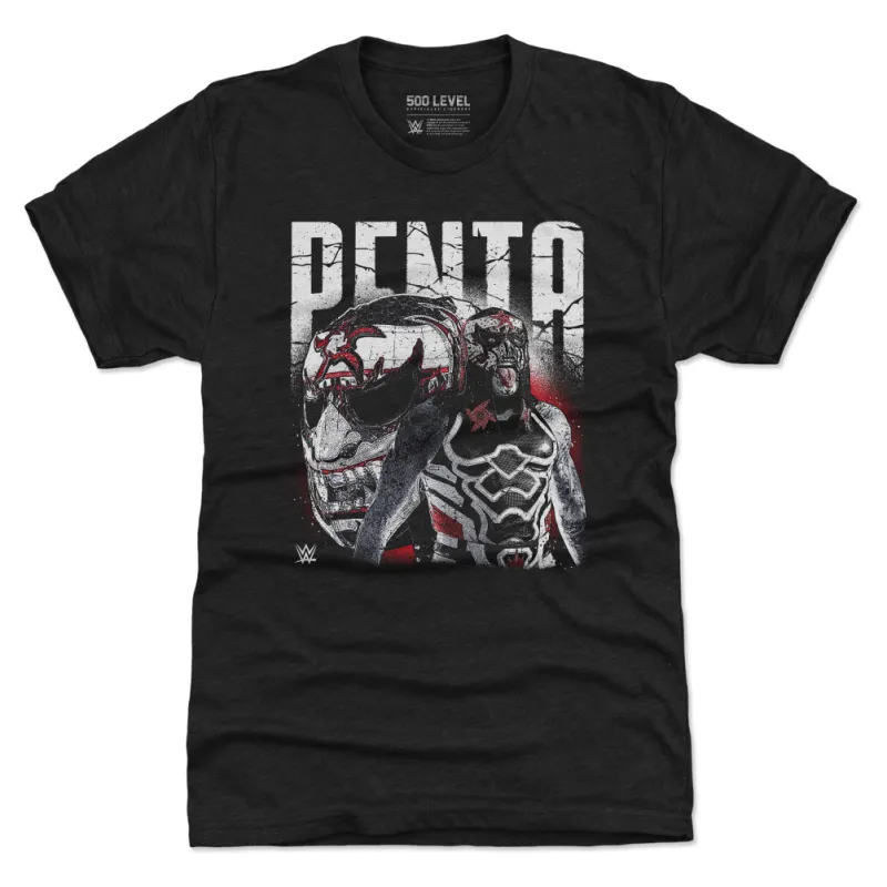 Men's 500 Level Heather Black Penta Mask Tri-Blend T-Shirt sold by WWE