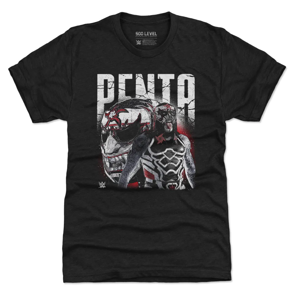 Men's 500 Level Heather Black Penta Mask Tri-Blend T-Shirt sold by WWE