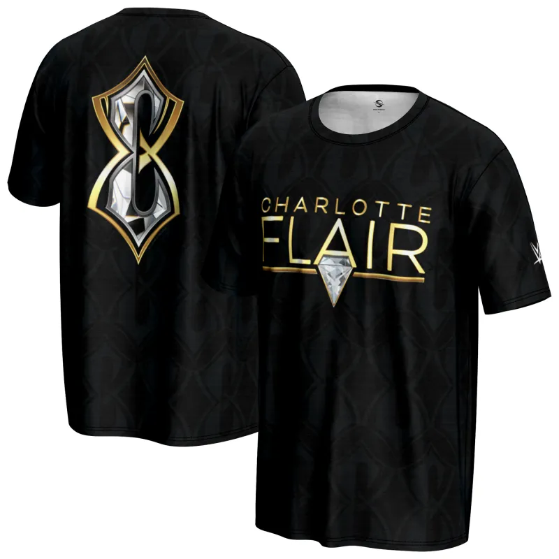 Men's ProSphere Black Charlotte Flair Tonal T-Shirt sold by WWE
