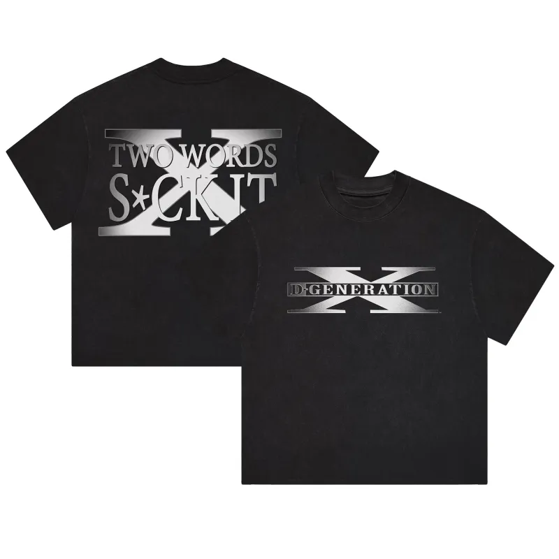 Men's Heather Black D-Generation X Two Words Boxy T-Shirt made by WWE