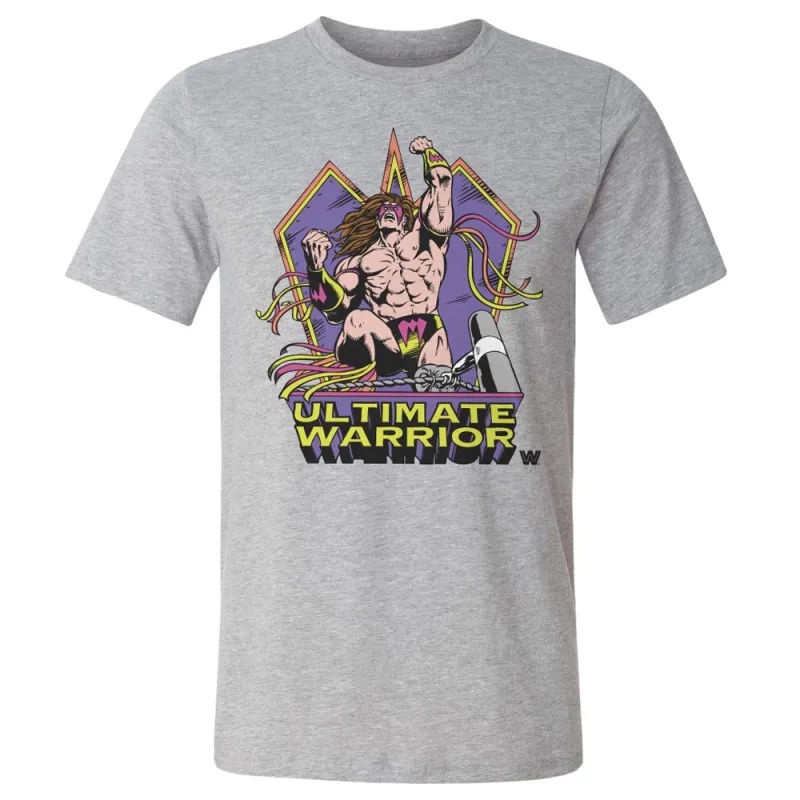 Men's 500 Level Heather Gray The Ultimate Warrior Retro Vector T-Shirt sold by WWE