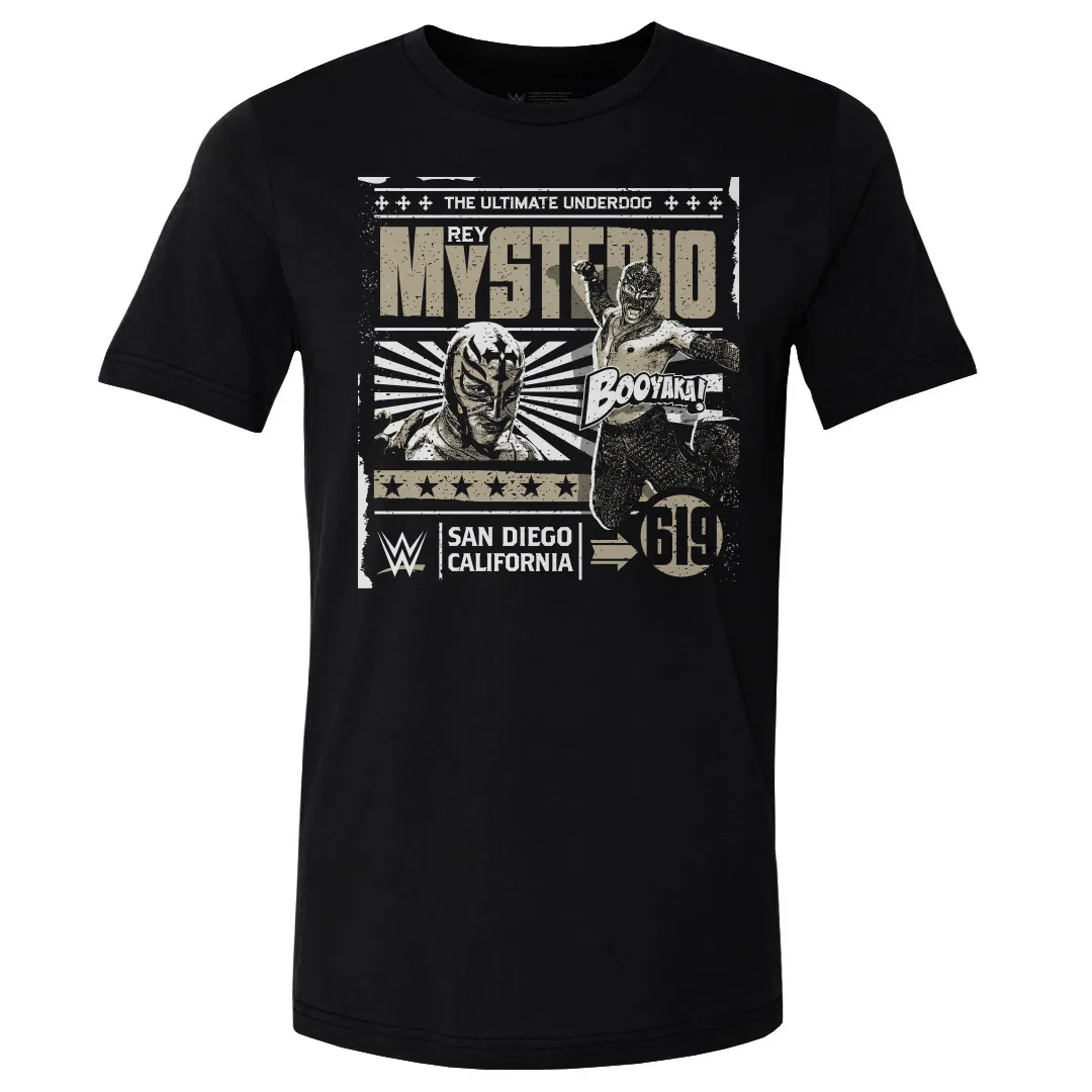 Men's 500 Level Black Rey Mysterio Comic T-Shirt sold by WWE