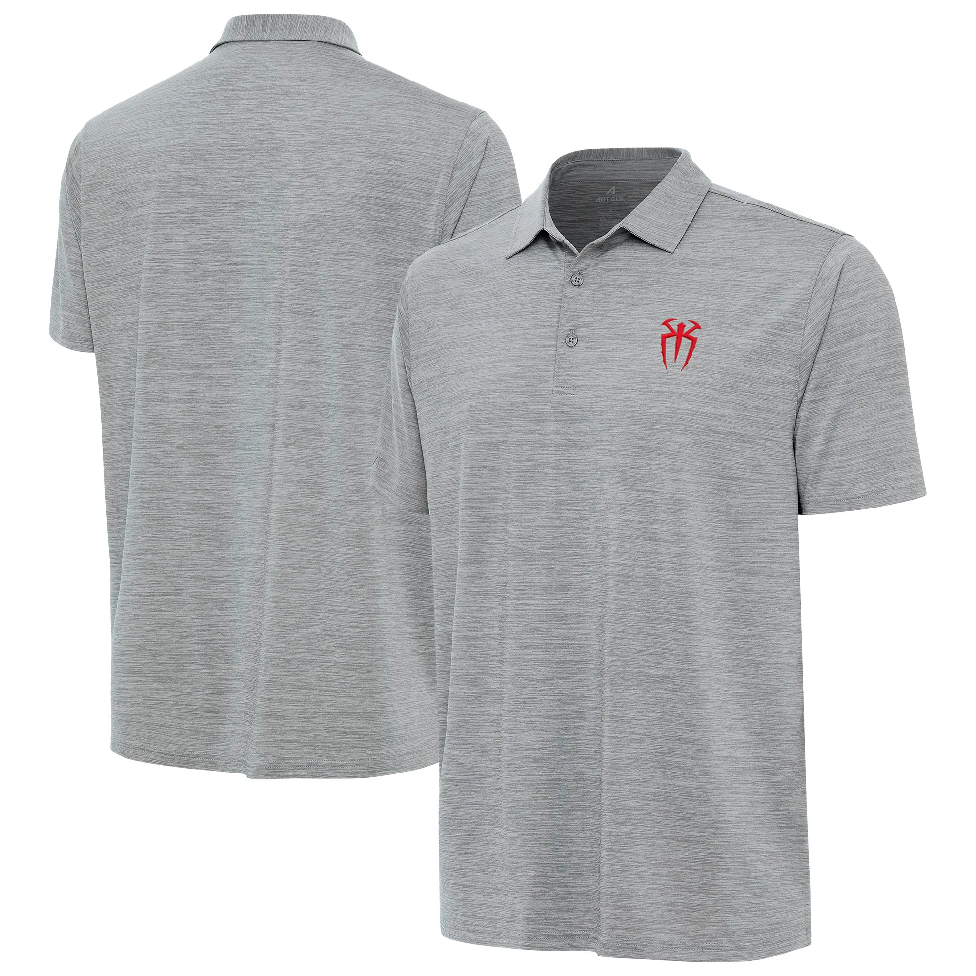 Men's Antigua Heather Gray Roman Reigns Layout Polo sold by WWE
