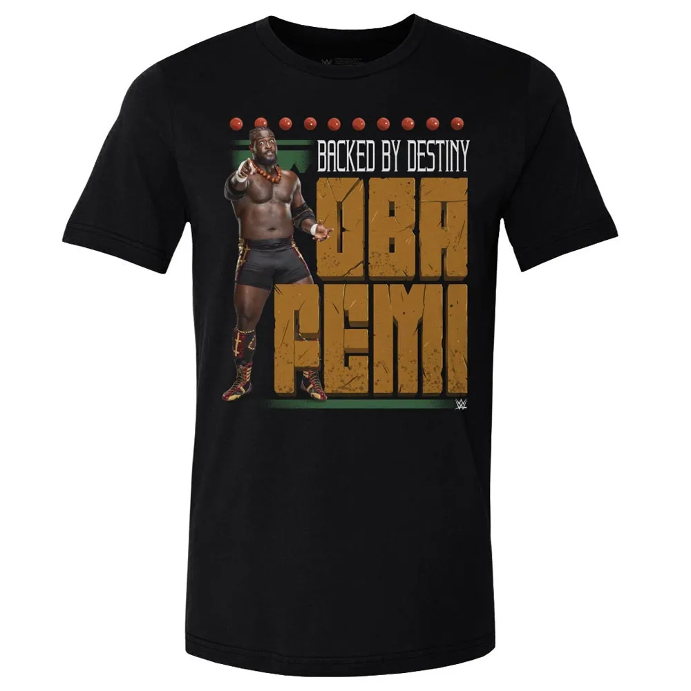 Men's 500 Level Black Oba Femi Backed By Destiny T-Shirt sold by WWE