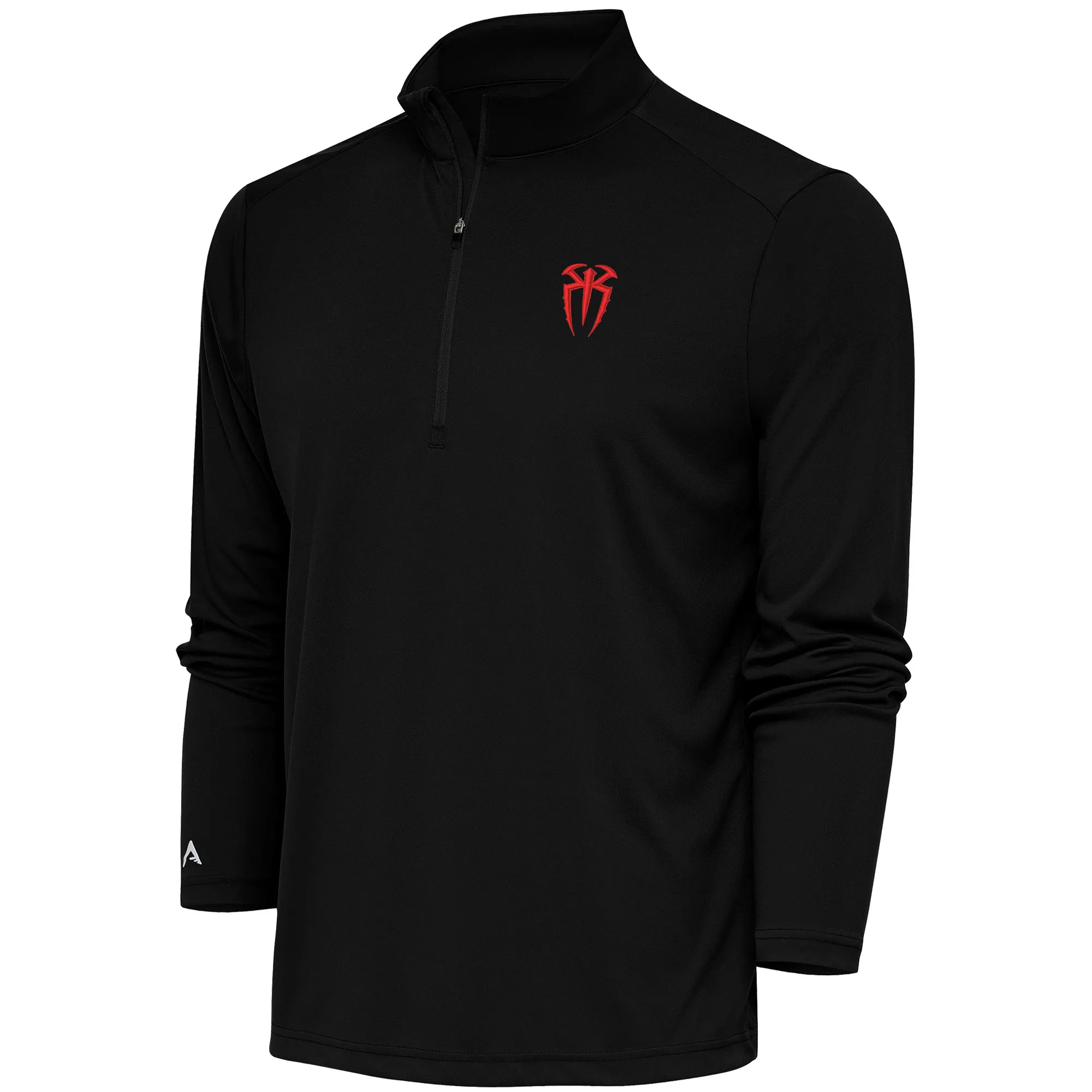 Men's Antigua Black Roman Reigns Tribute Quarter-Zip Pullover Top sold by WWE