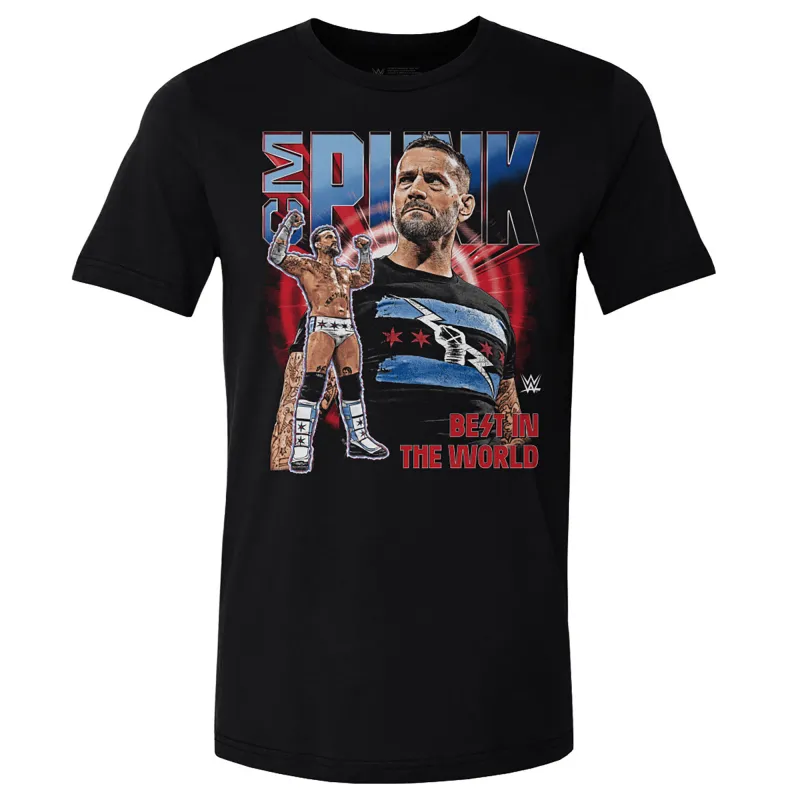 Men's 500 Level Black CM Punk Vintage Superstar T-Shirt sold by WWE