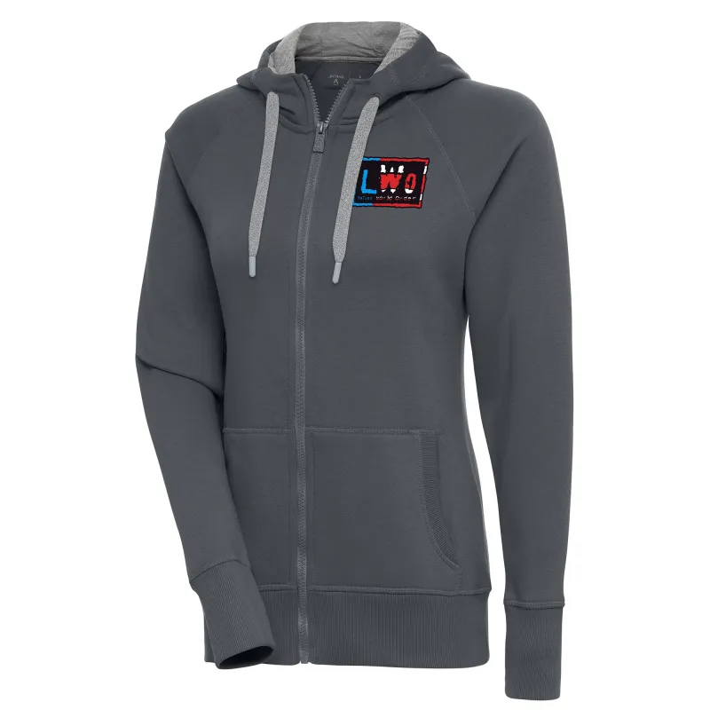 Women's Antigua  Charcoal LWO Victory Full-Zip Hoodie sold by WWE