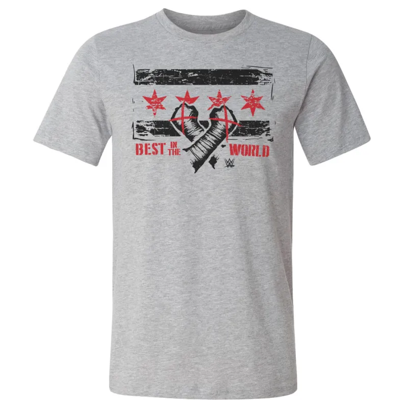 Men's 500 Level Heather Gray CM Punk Chicago Flag T-Shirt sold by WWE