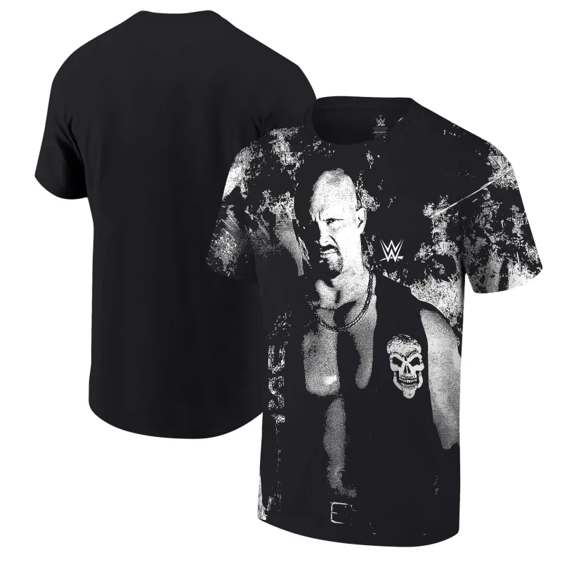Men's Ripple Junction Black "Stone Cold" Steve Austin "Stone Cold" Oversized T-Shirt sold by WWE