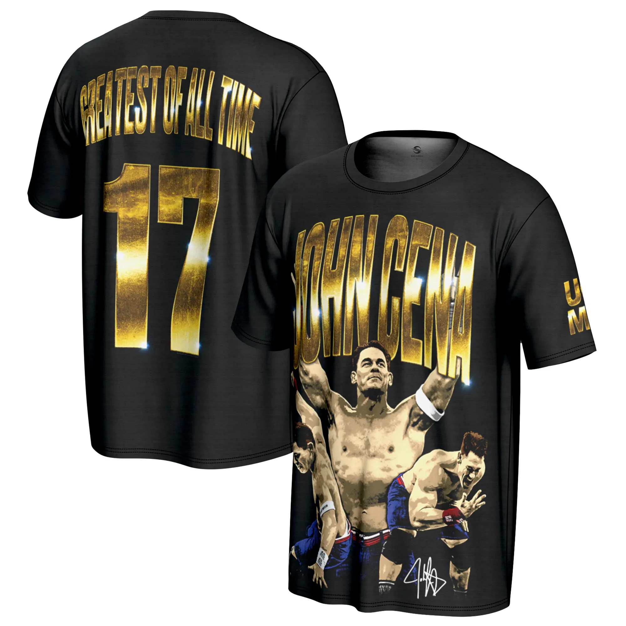 Men's ProSphere Black John Cena GOAT T-Shirt sold by WWE