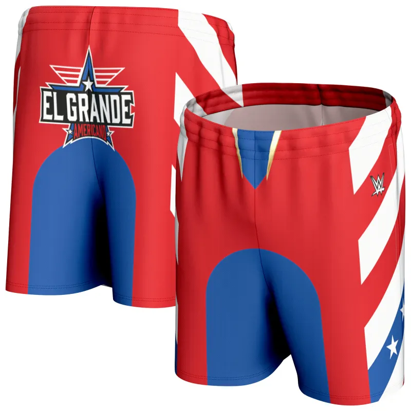 Men's ProSphere White/Red/Blue El Grande Americano Heritage In-Ring Shorts made by WWE