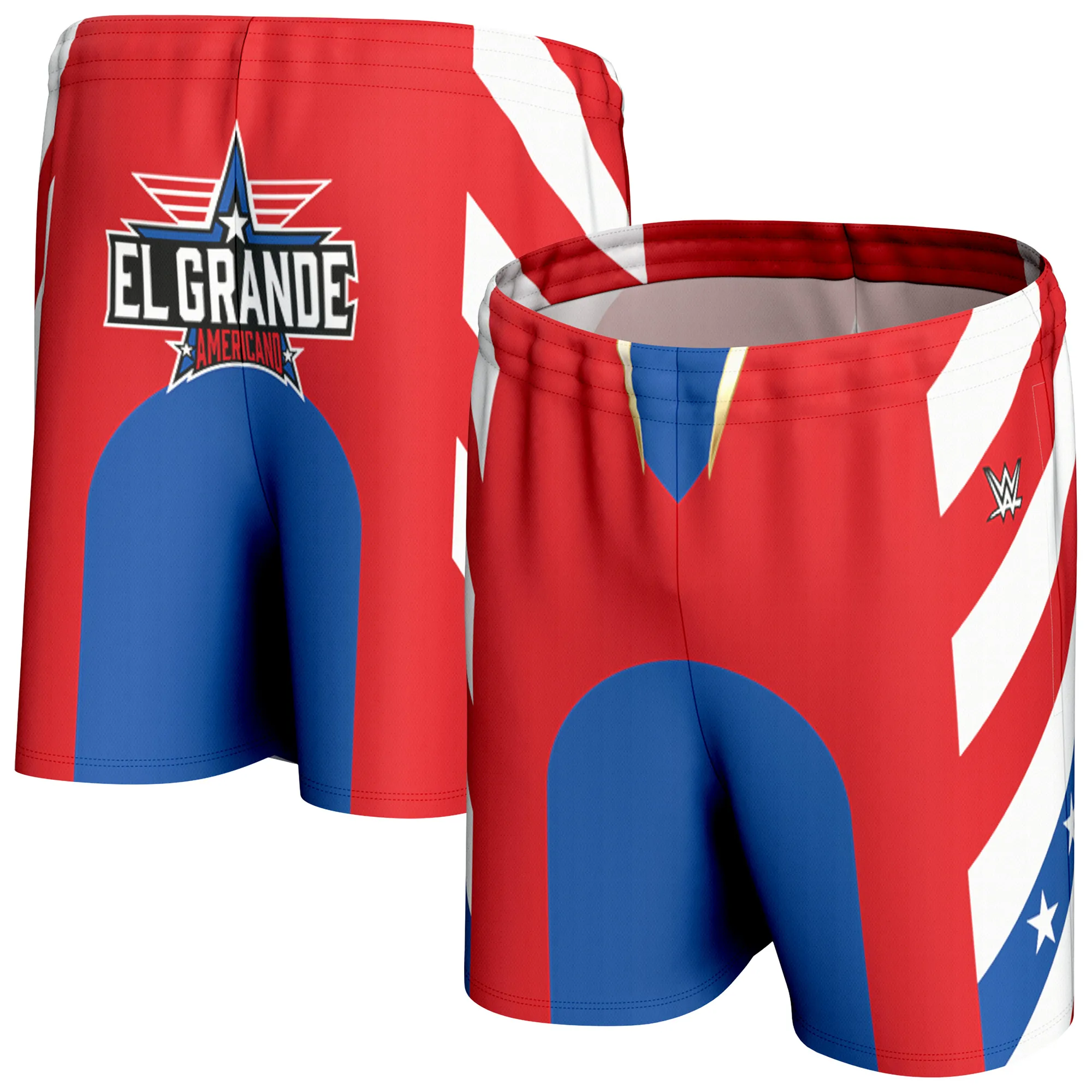 Men's ProSphere White/Red/Blue El Grande Americano Heritage In-Ring Shorts sold by WWE