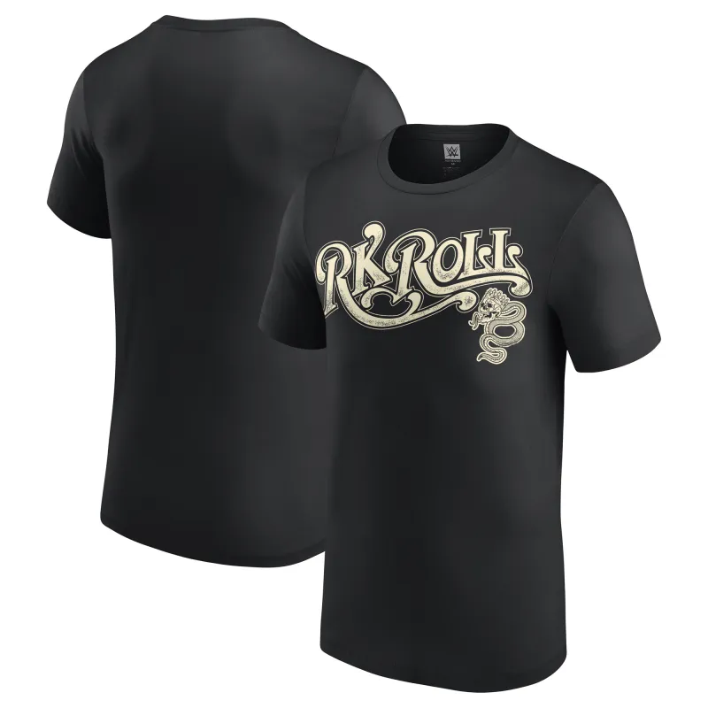 Men's Black Randy Orton & Jelly Roll RK-Roll Text T-Shirt made by WWE
