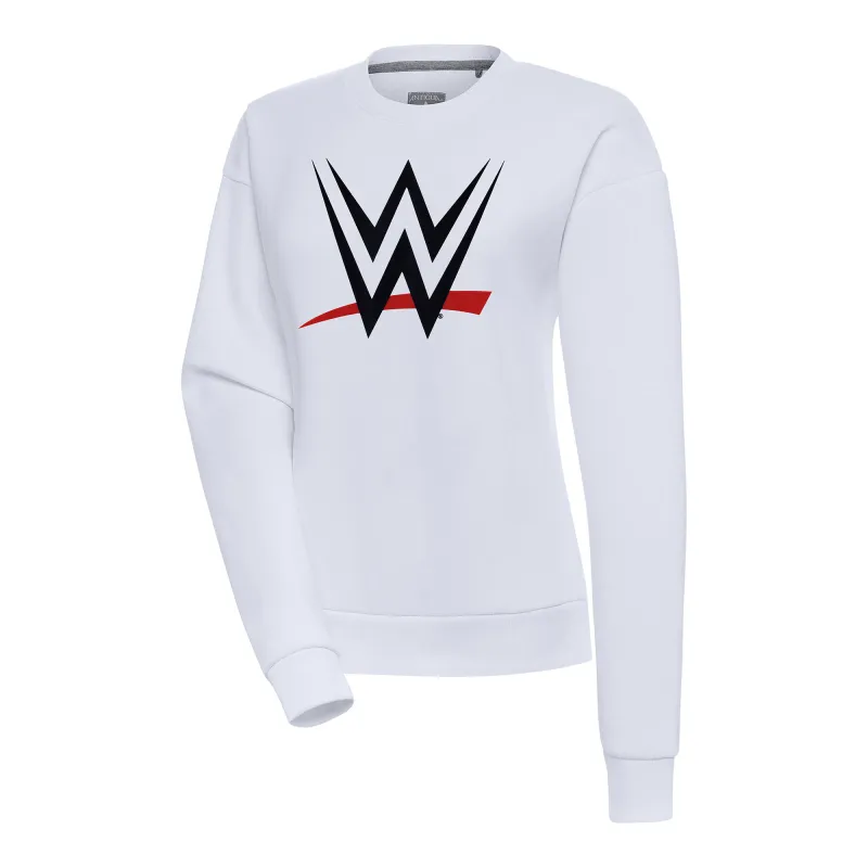 Women's Antigua White WWE Victory Pullover Sweatshirt sold by WWE