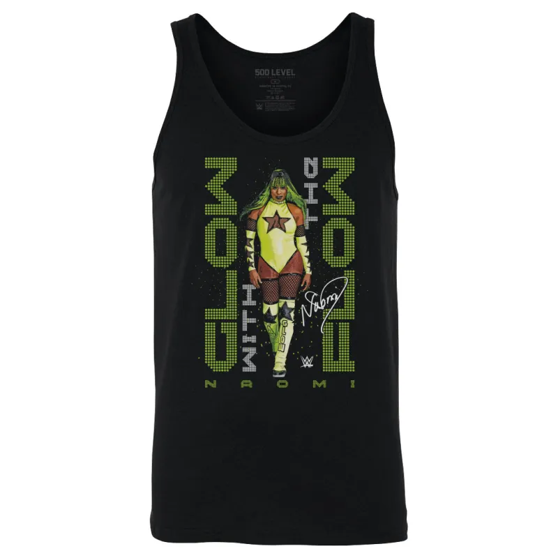 Men's 500 Level Black Naomi Glow With The Flow Pose Tank Top sold by WWE