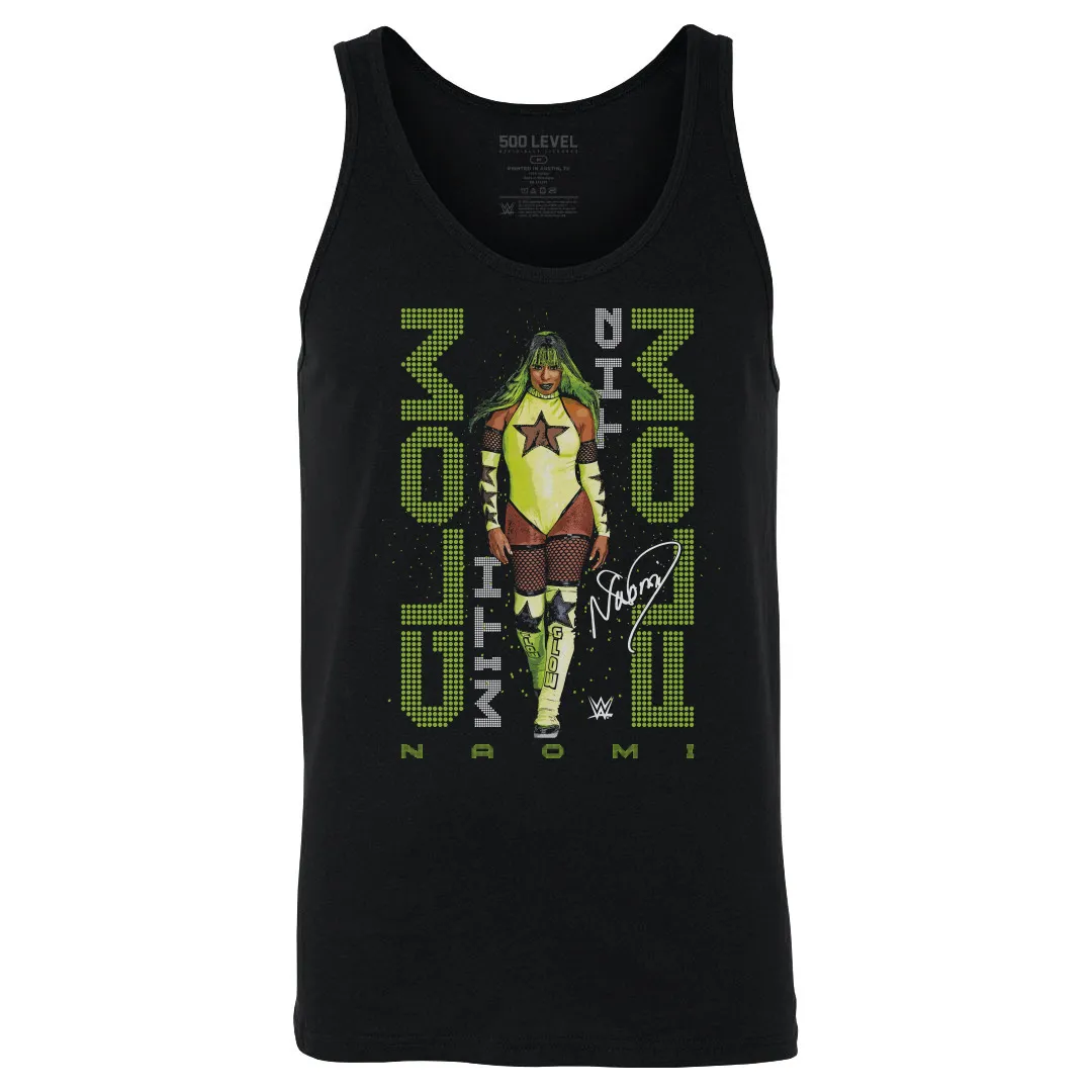Men's 500 Level Black Naomi Glow With The Flow Pose Tank Top sold by WWE
