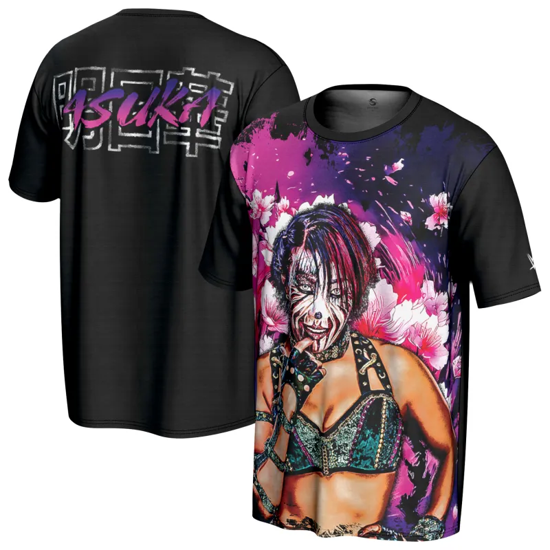Men's ProSphere Black Asuka Blossom T-Shirt sold by WWE