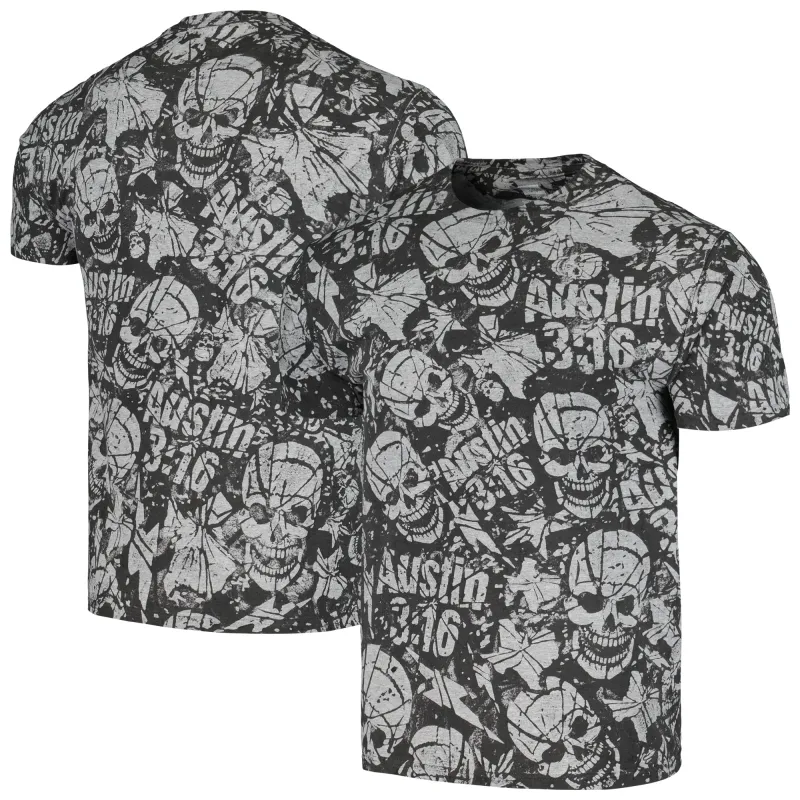 Men's Black "Stone Cold" Steve Austin Stained Imaging T-Shirt sold by WWE